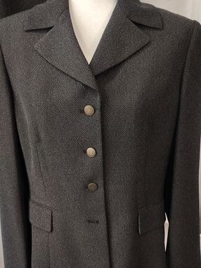 Le Suit Charcoal Textured Button-Front Blazer